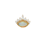 Enchant 14K Gold Threadless End with Opal and CZs – Front View