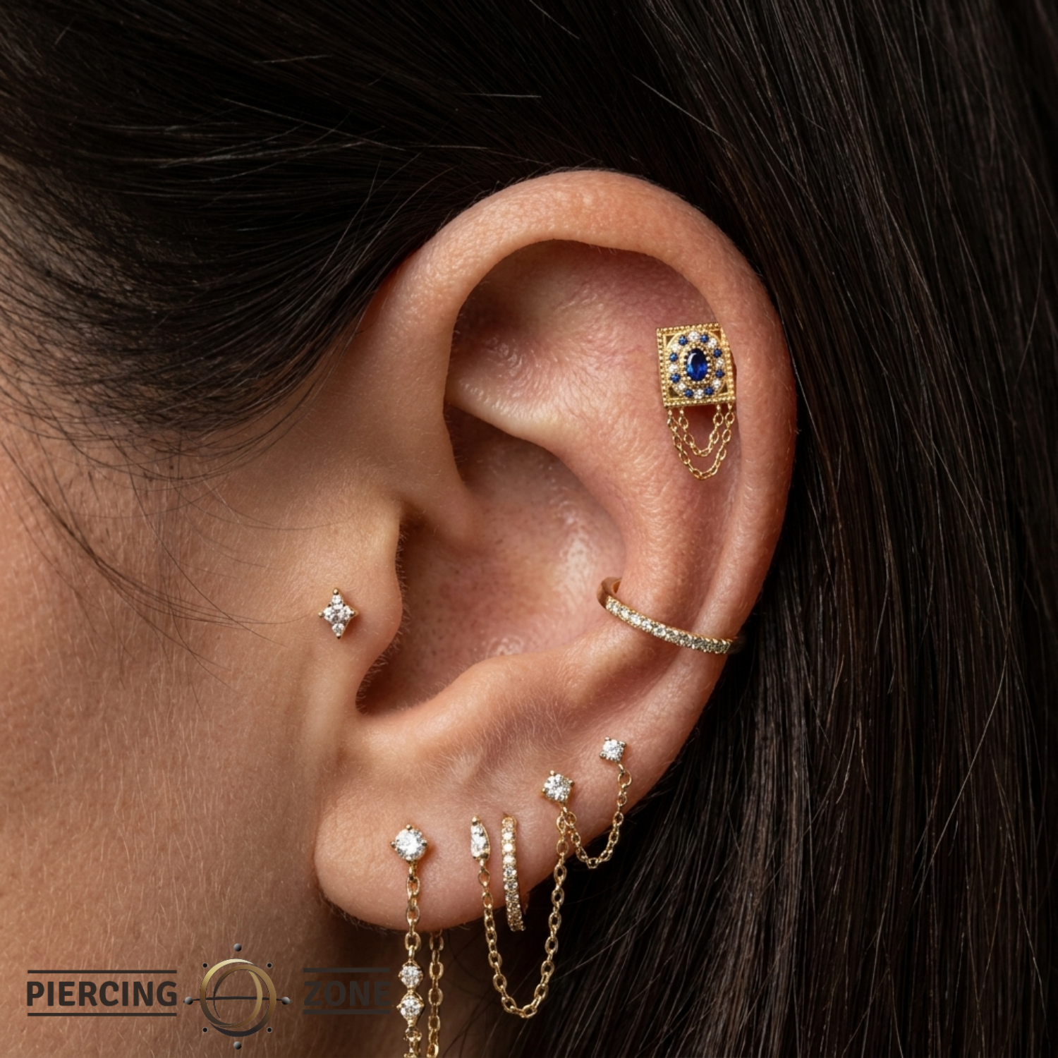 Enchanted - 14K Gold Lab Blue Sapphire Threadless End