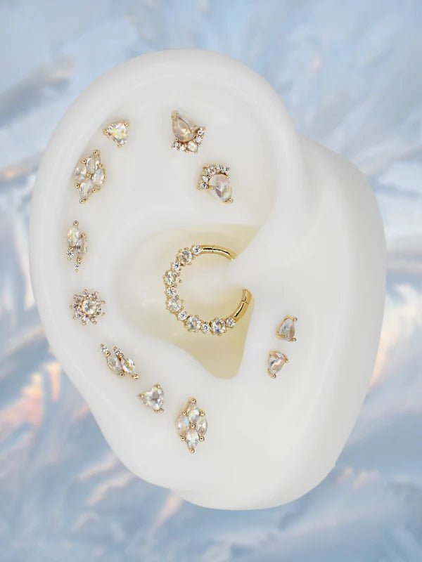 Ariana - Rainbow Moonstone - 14K Gold Clicker