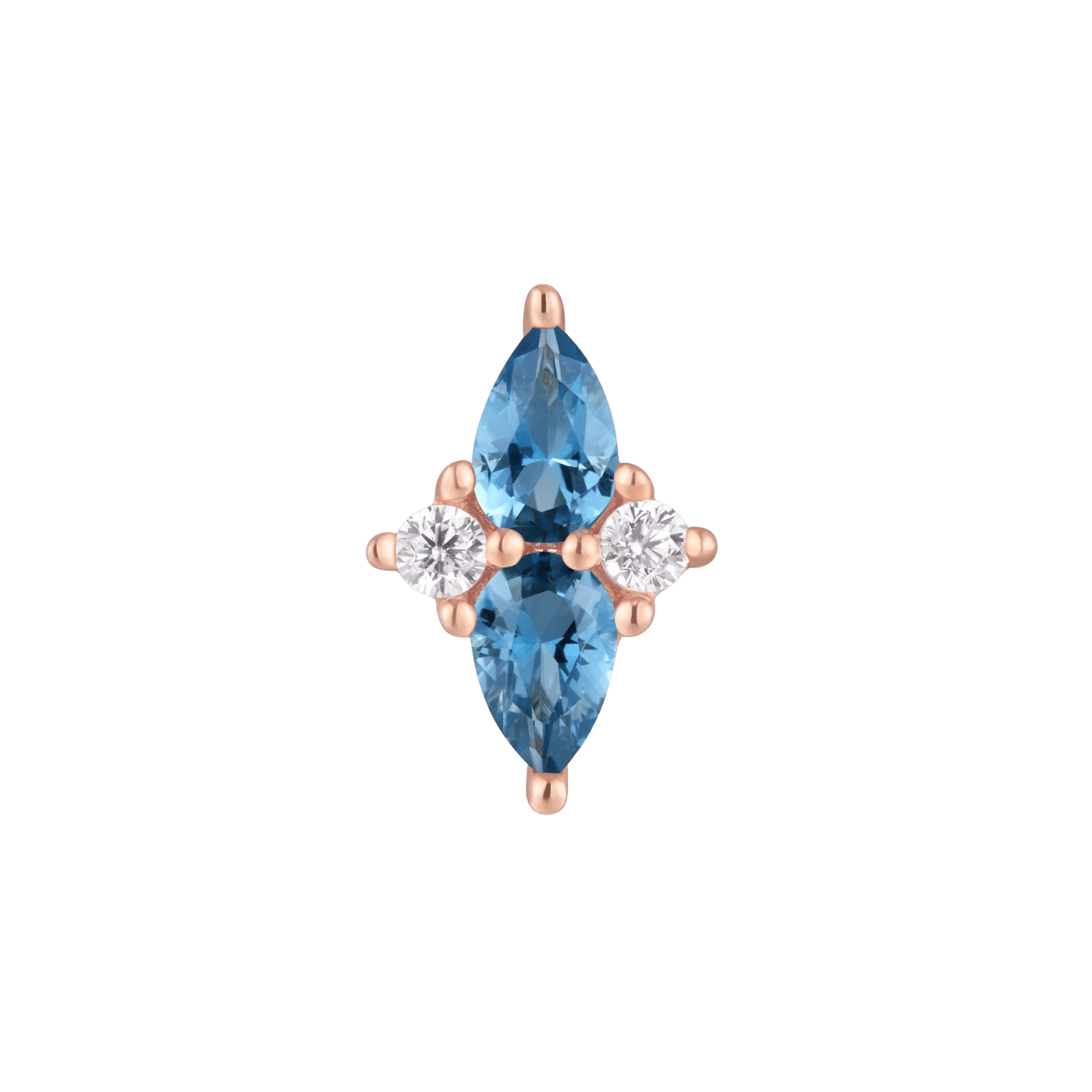 Ethereal London Blue Topaz & CZ Threadless End – 14K Gold