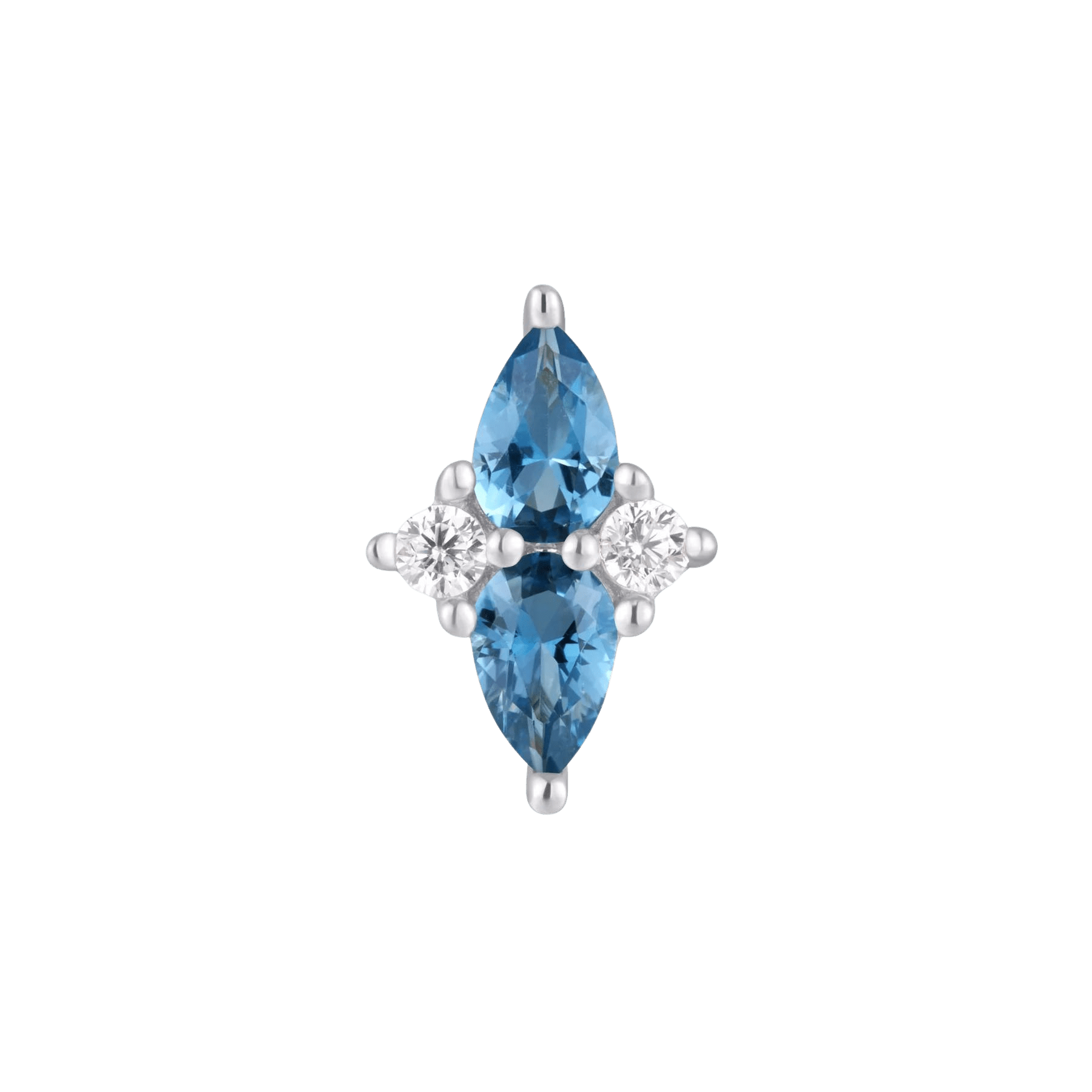 Ethereal London Blue Topaz & CZ Threadless End – 14K Gold