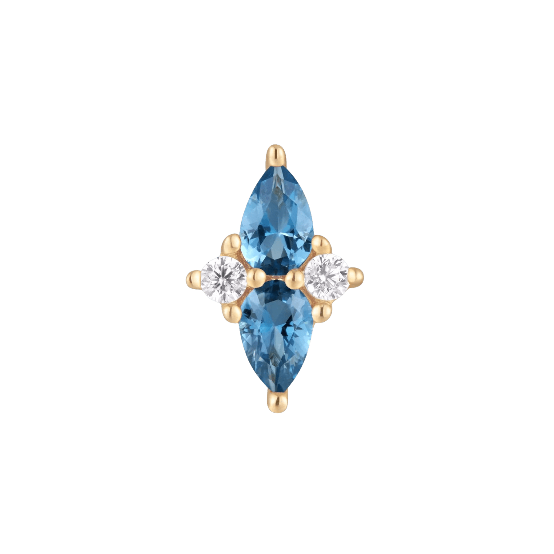 Ethereal London Blue Topaz & CZ Threadless End – 14K Gold
