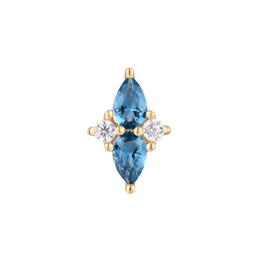Ethereal London Blue Topaz & CZ Threadless End – 14K Gold