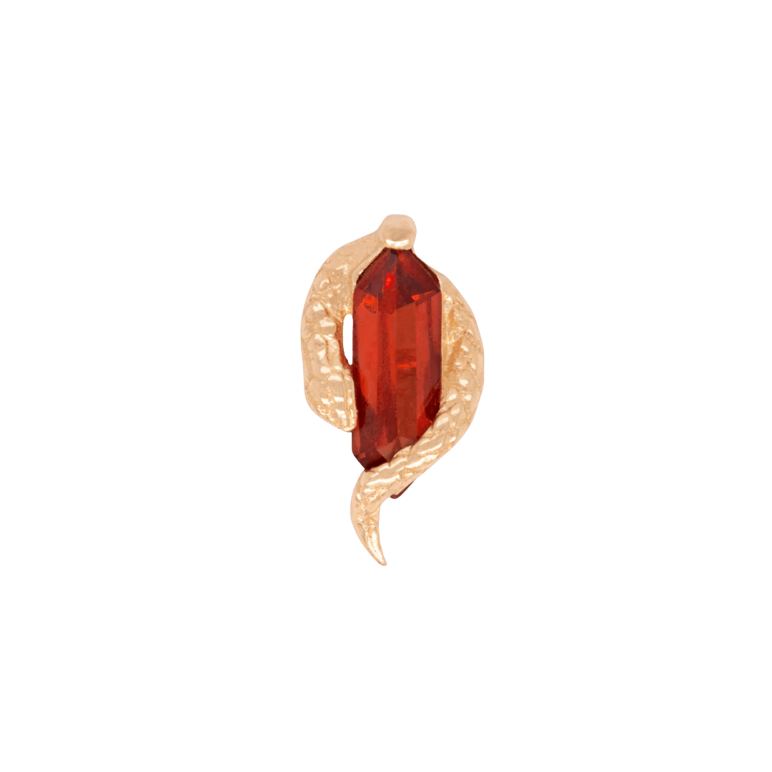 Eve Was Framed –14K Gold Garnet Serpent Threadless End