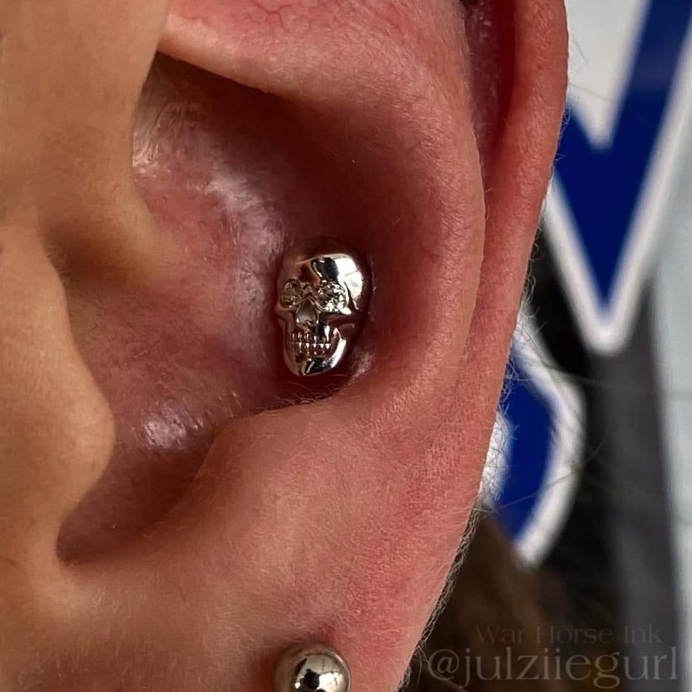 CRYSTAL SKULL 14K GOLD - THREADLESS END piercing-zone.com