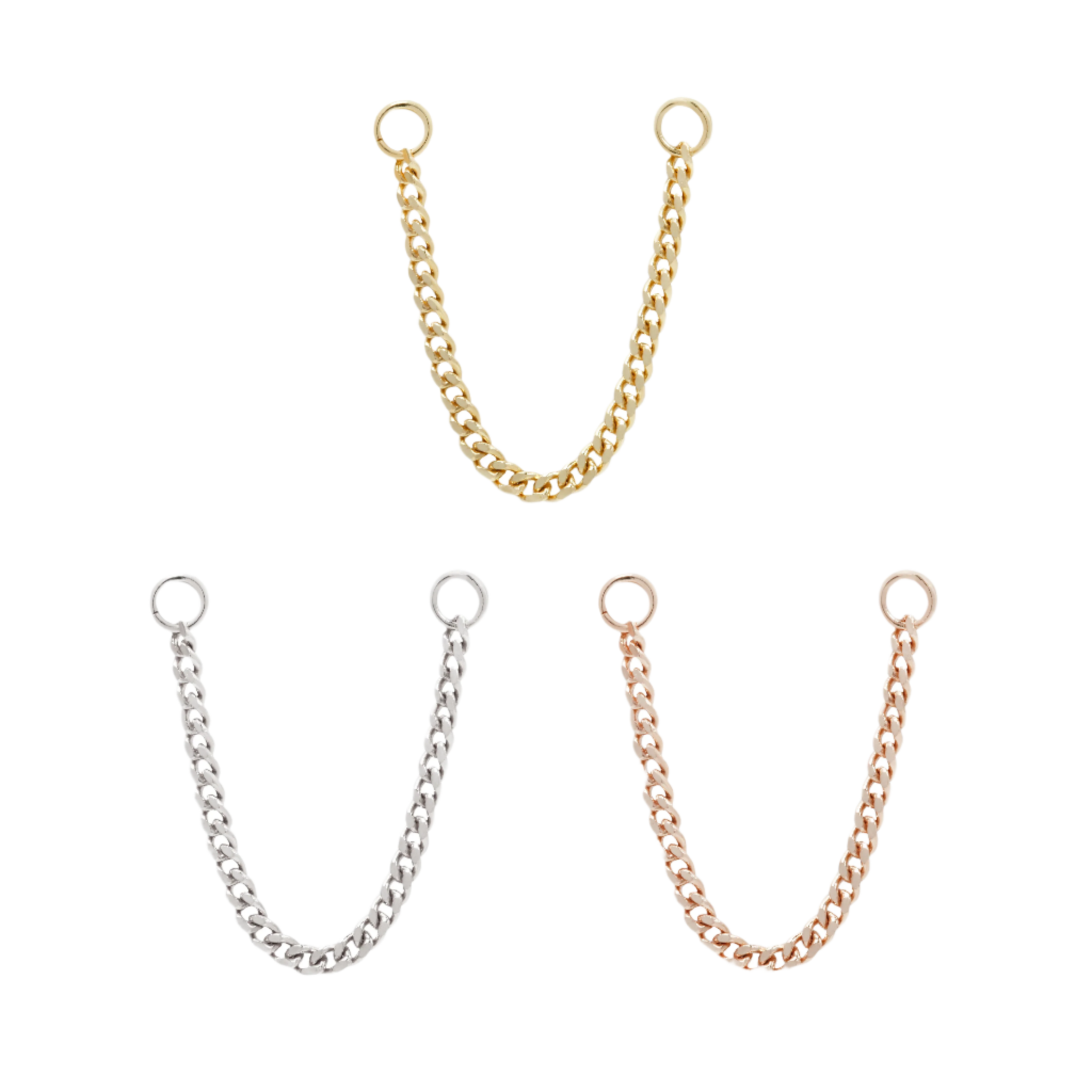 Faceted Chain – Solid 14K Gold Connector Chain - piercing - zone.com