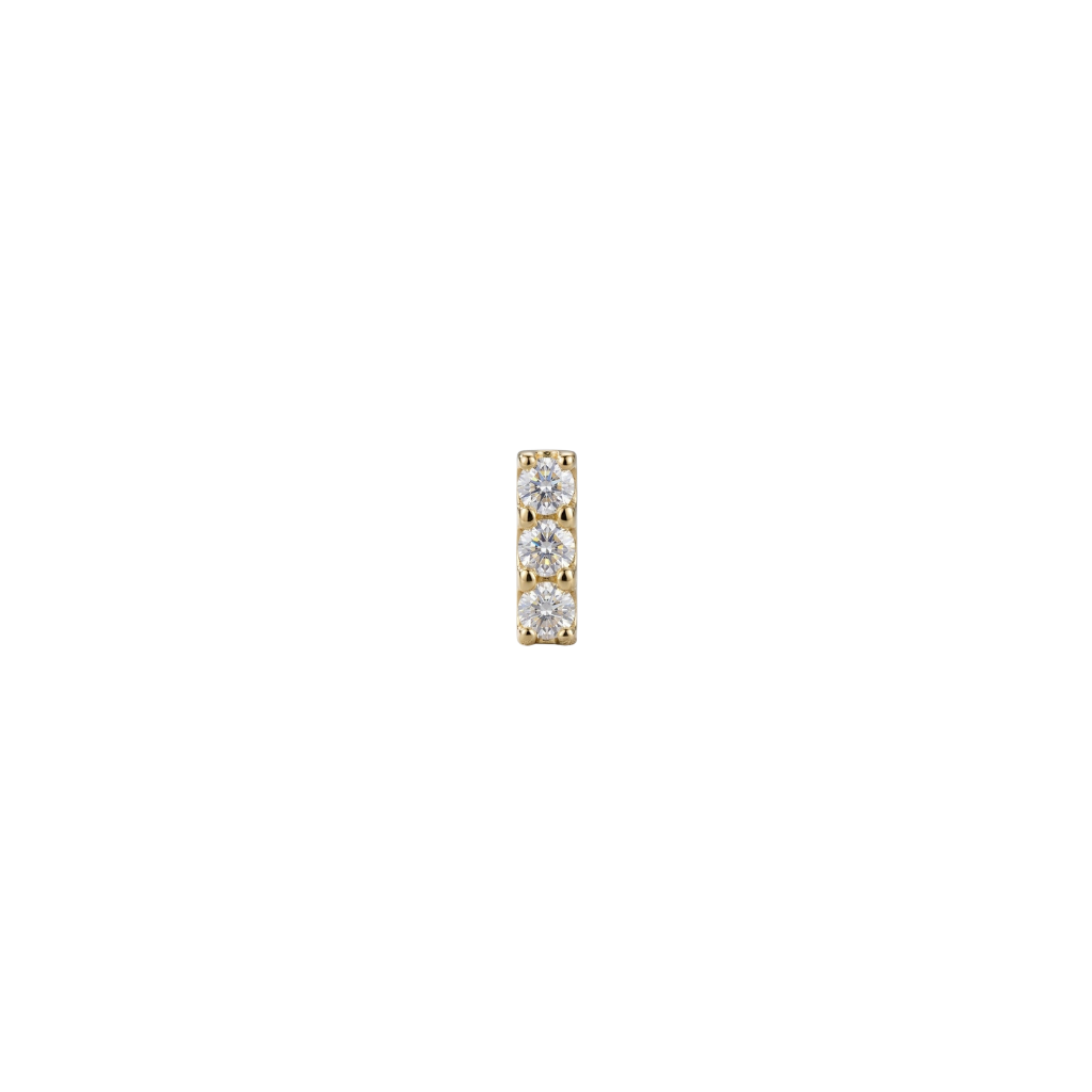 Faceted Gem Bar - 18K Gold White CZ Threadless/Threaded End - piercing - zone.com
