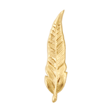 Feather-shaped 14K gold threadless pin for piercings