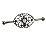 Filigree Eye - 14K Gold Gem Straight Barbell - piercing - zone.com
