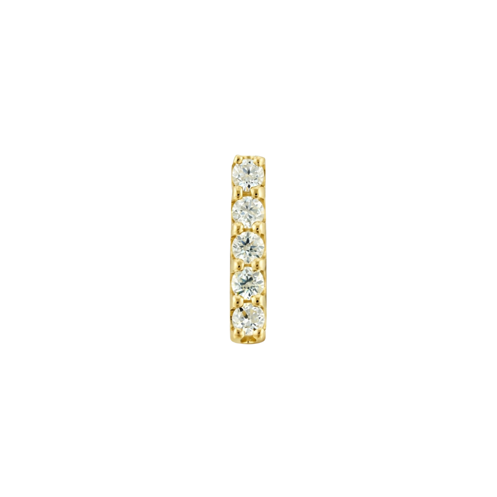 Five Gem Bar - 18K Gold White CZ Threadless/Threaded End - piercing - zone.com