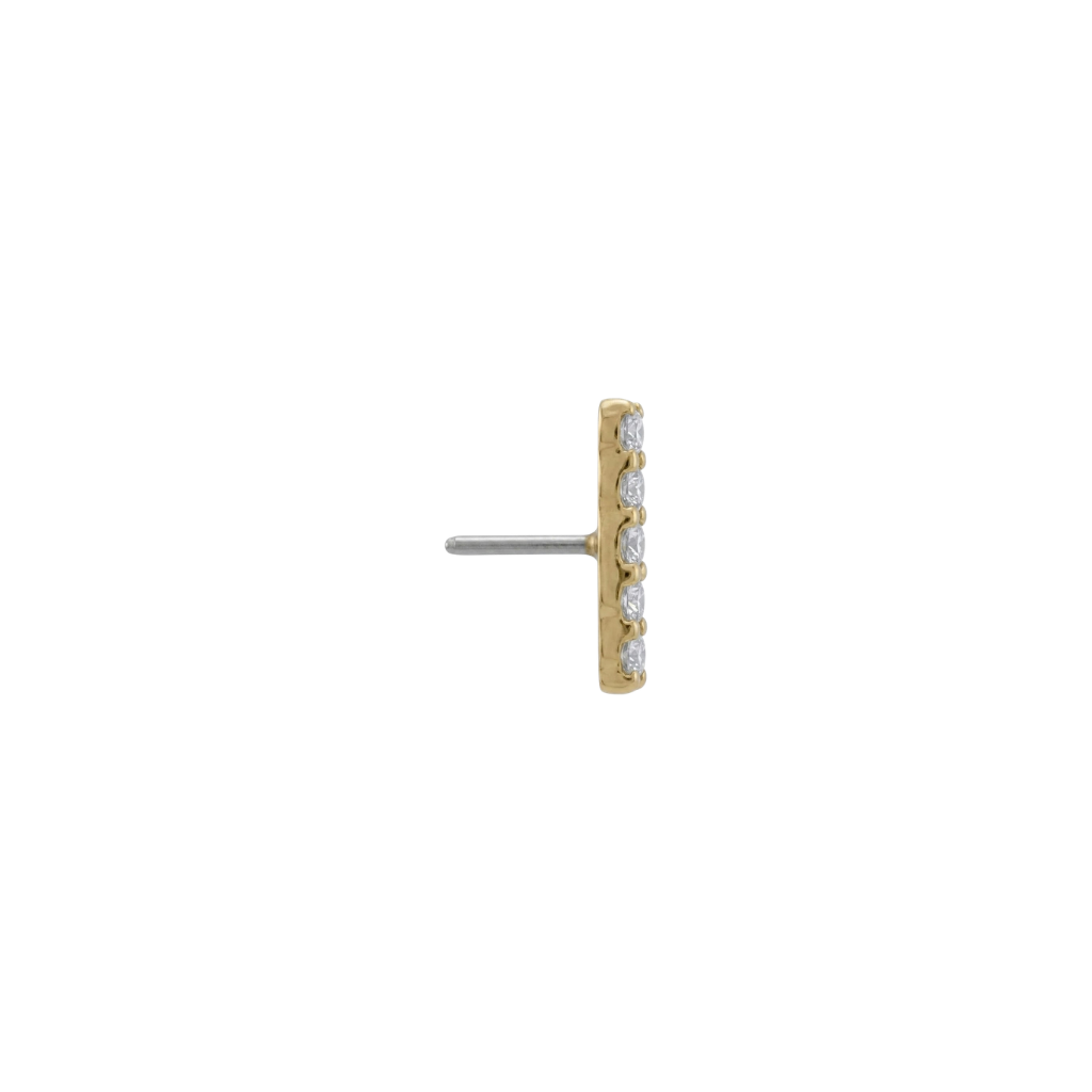 Five Gem Bar - 18K Gold White CZ Threadless/Threaded End - piercing - zone.com