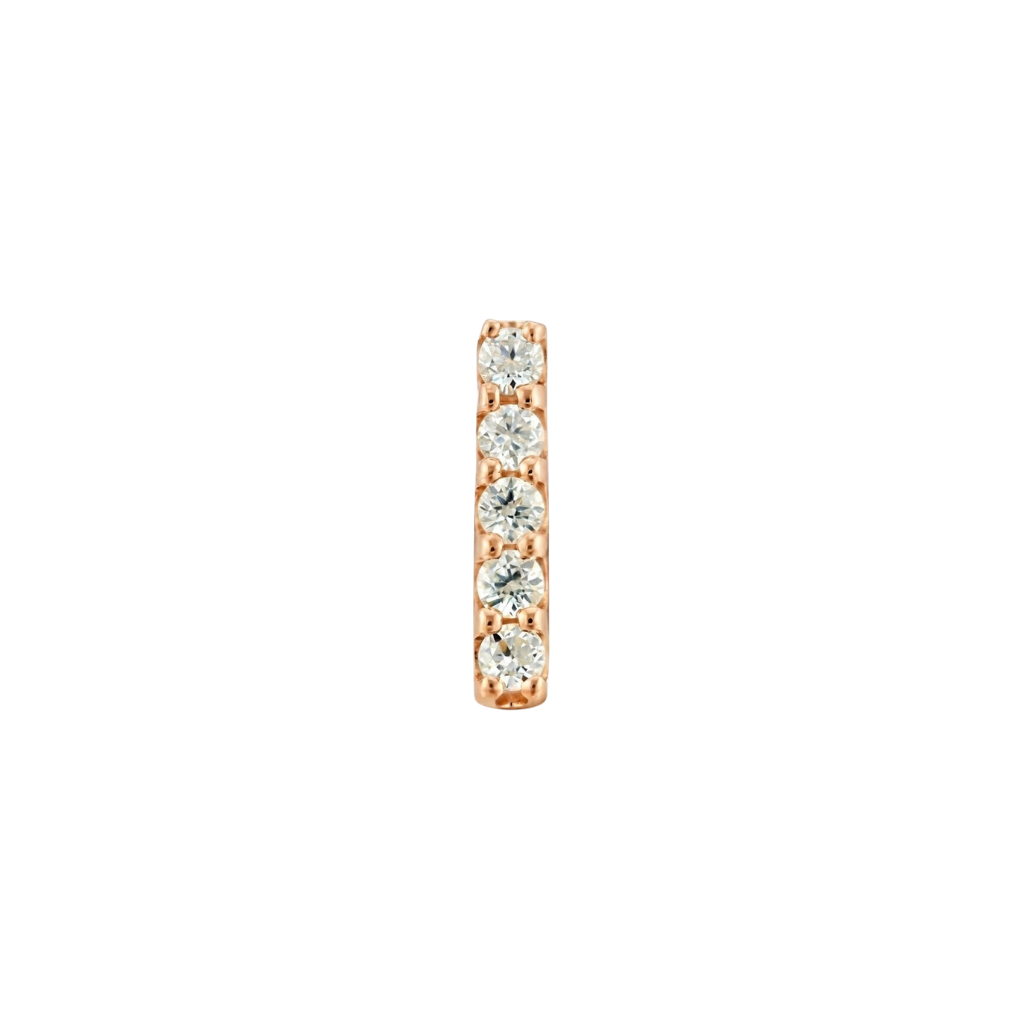 Five Gem Bar - 18K Gold White CZ Threadless/Threaded End - piercing - zone.com