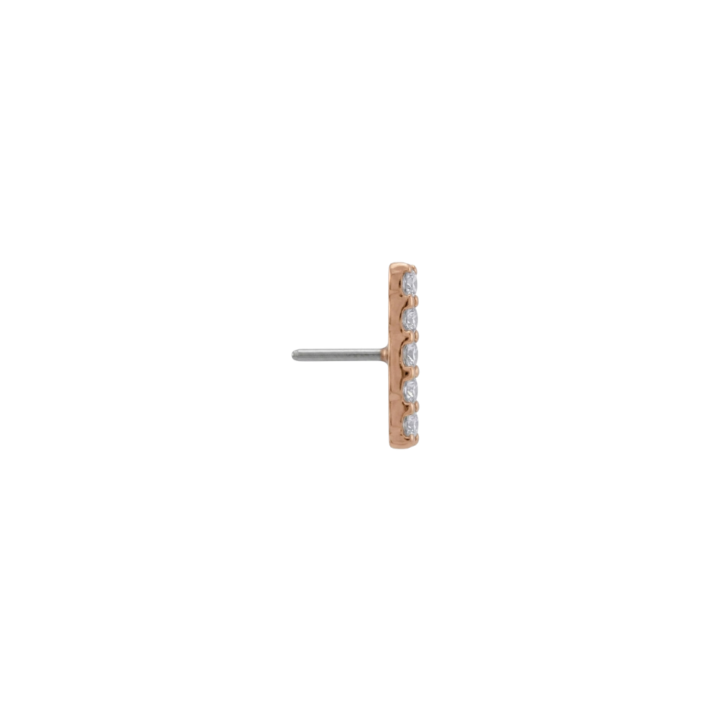 Five Gem Bar - 18K Gold White CZ Threadless/Threaded End - piercing - zone.com