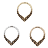 RISE + SHINE - SMOKEY QUARTZ - SOLID 14KT GOLD CLICKER piercing-zone.com