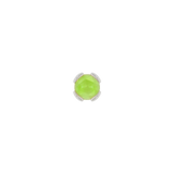 Flat-lay of 14k gold threadless end with sandblasted peridot