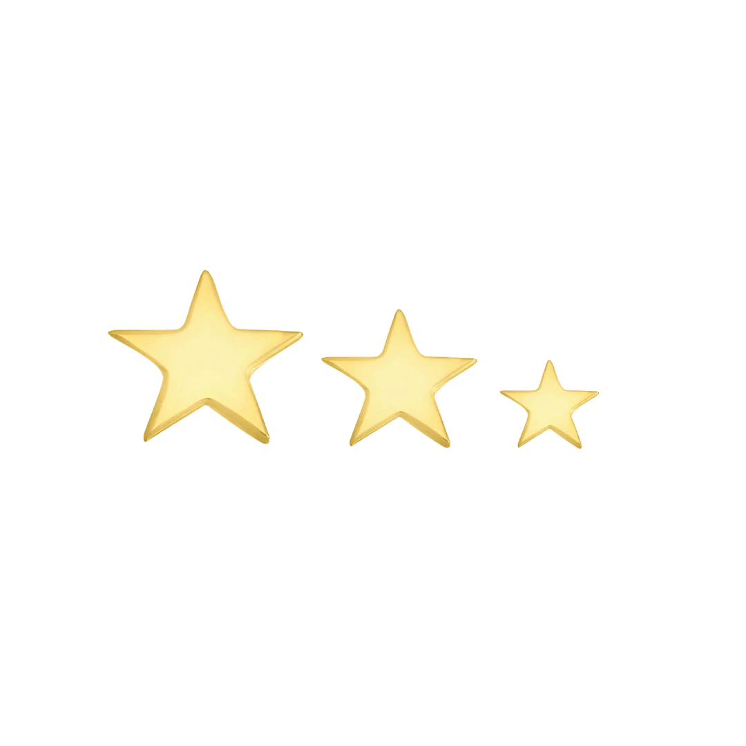 Flat five-pointed star threadless end in yellow 14K gold