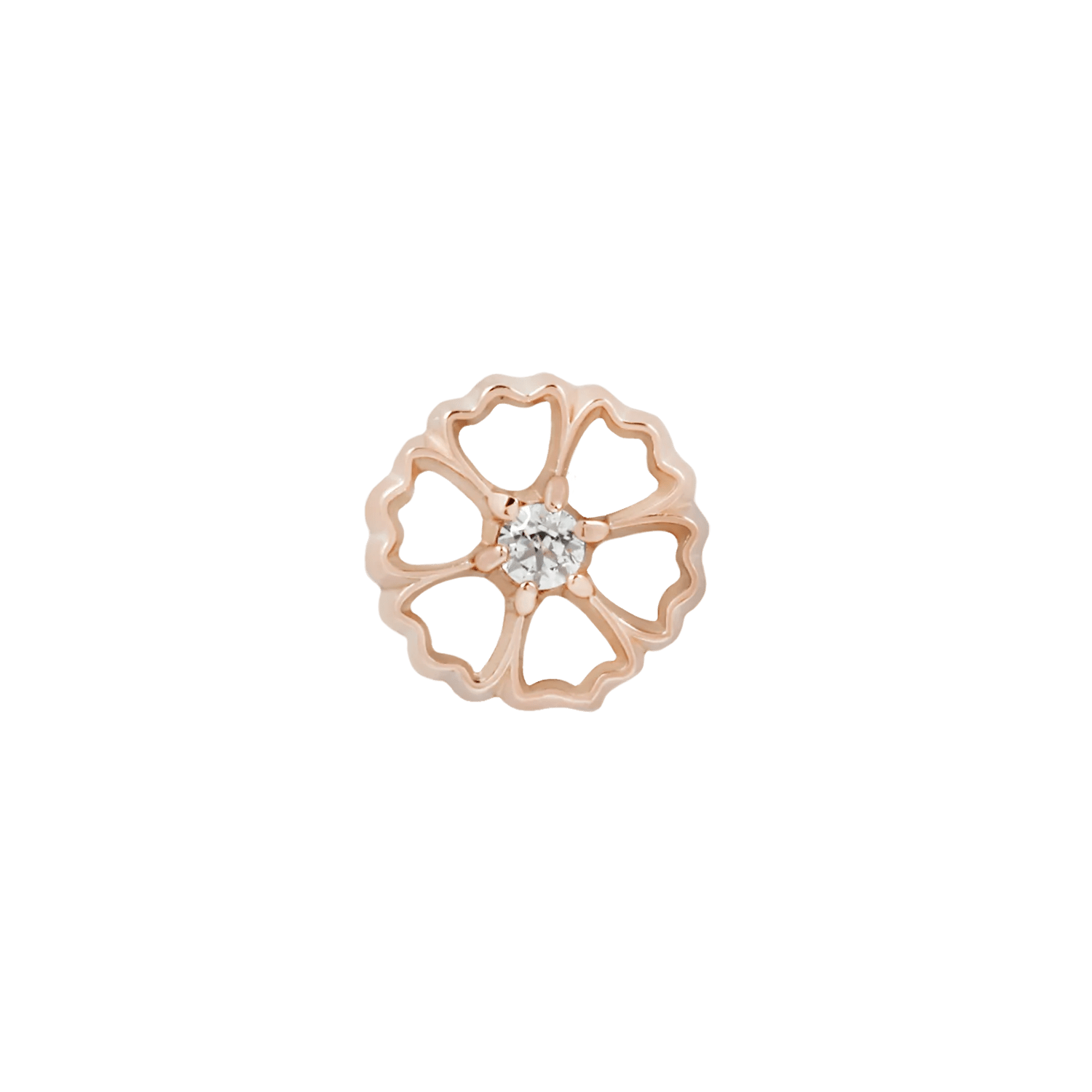 Gold floral piercing end with crystal center accent