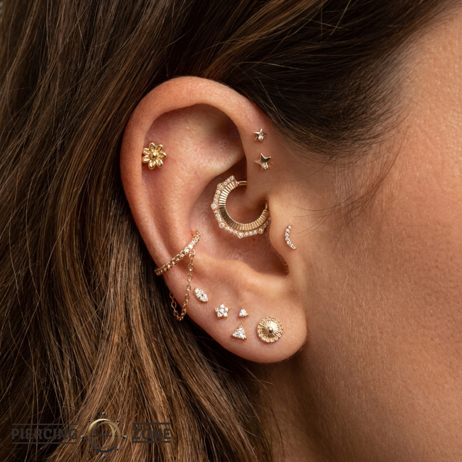 Flower End - 18K Gold Threadless/Threaded End