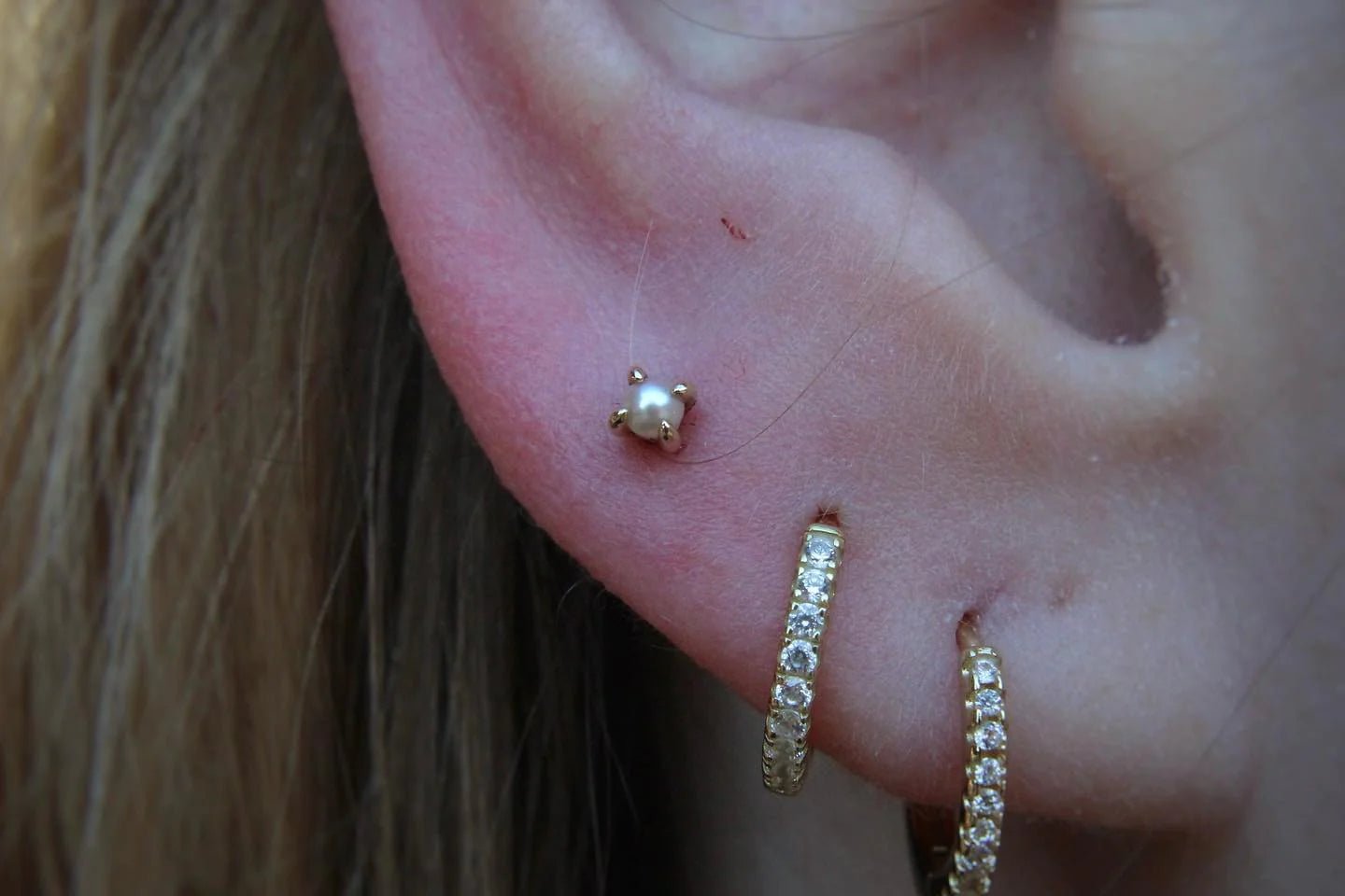 Pearl Prong – 14K Gold Threadless End - piercing - zone.com