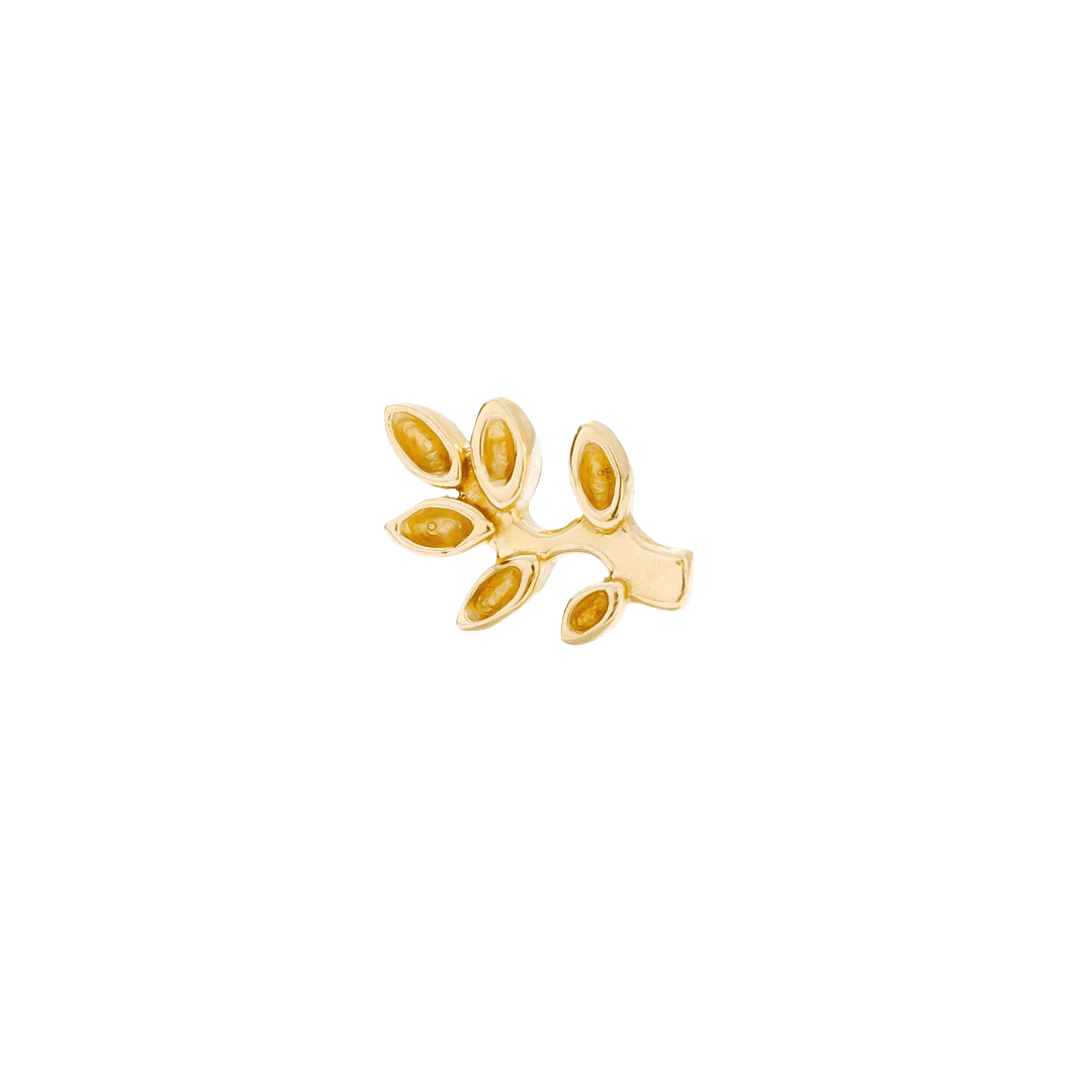 Frond Pin – 14K gold threadless end with six leaf design