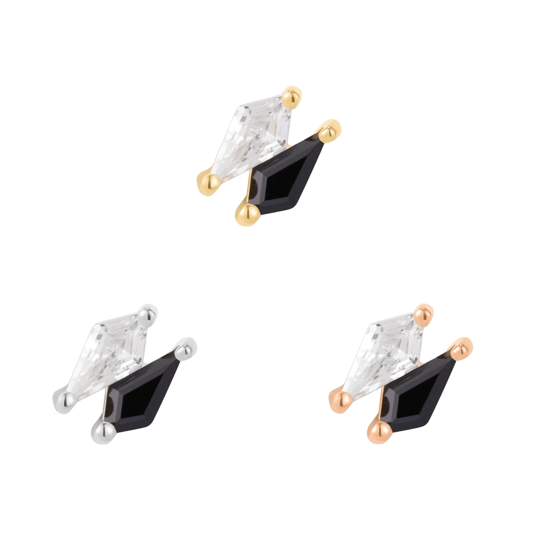 Align Black Spinel & CZ Threadless End – 14K Gold Triangle