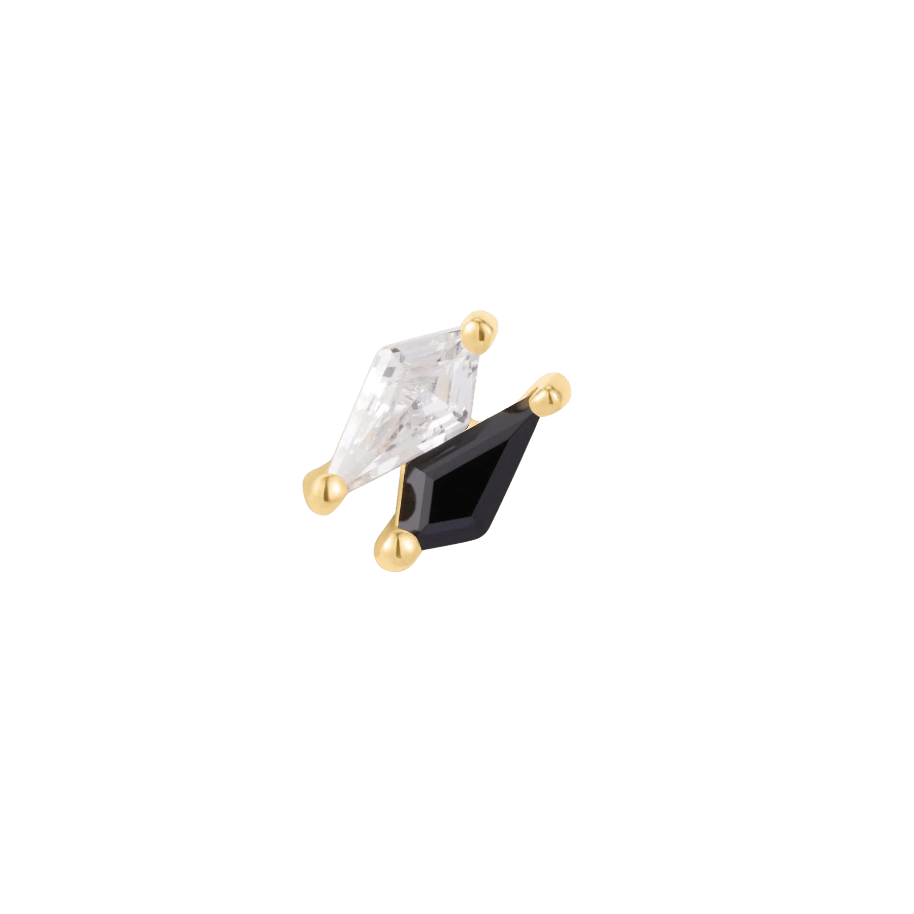 Align Black Spinel & CZ Threadless End – 14K Gold Triangle