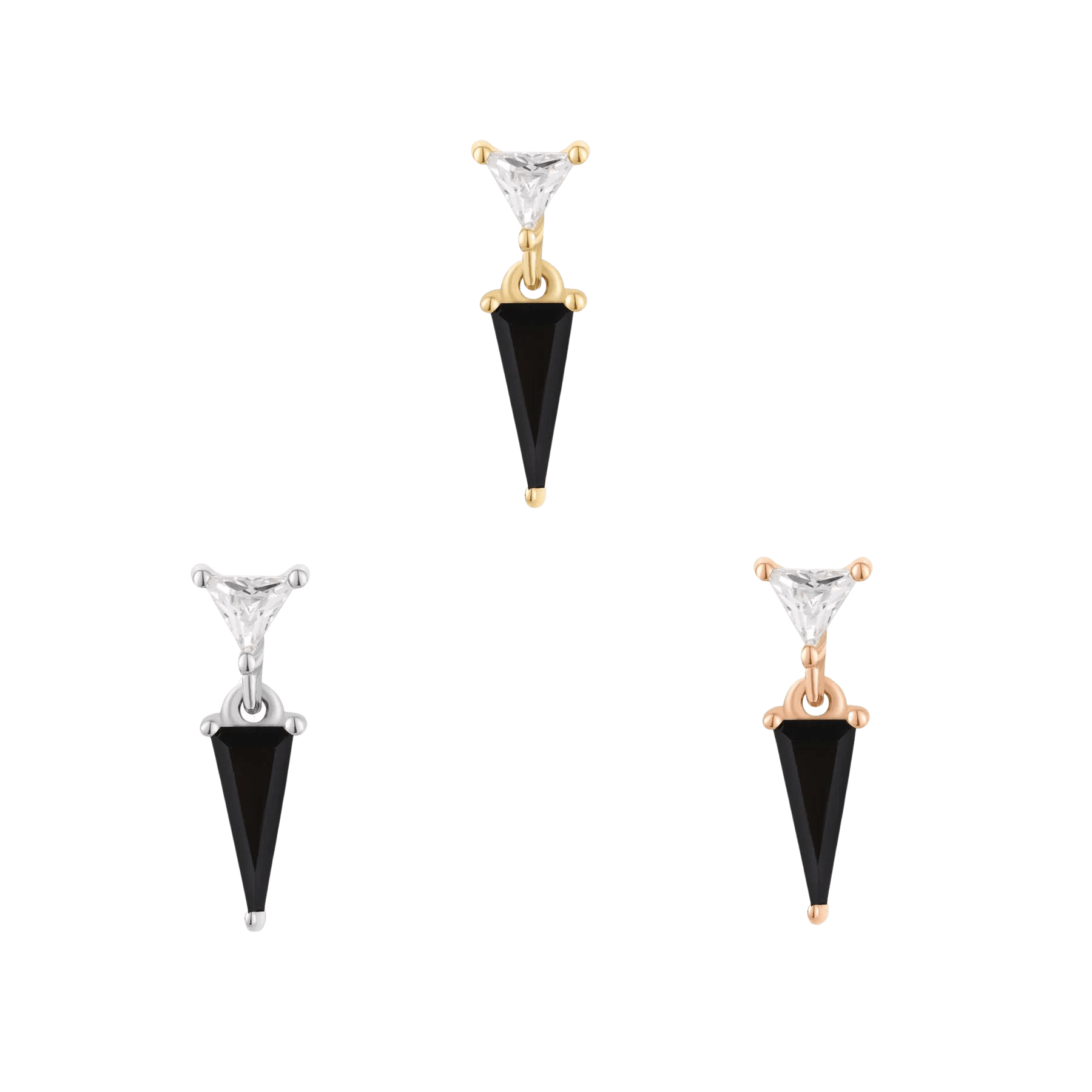 Daring Black Spinel & CZ Threadless End – 14K Gold Charm