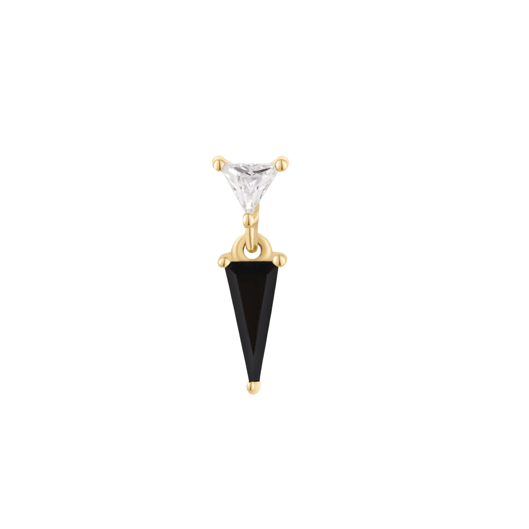 Daring Black Spinel & CZ Threadless End – 14K Gold Charm