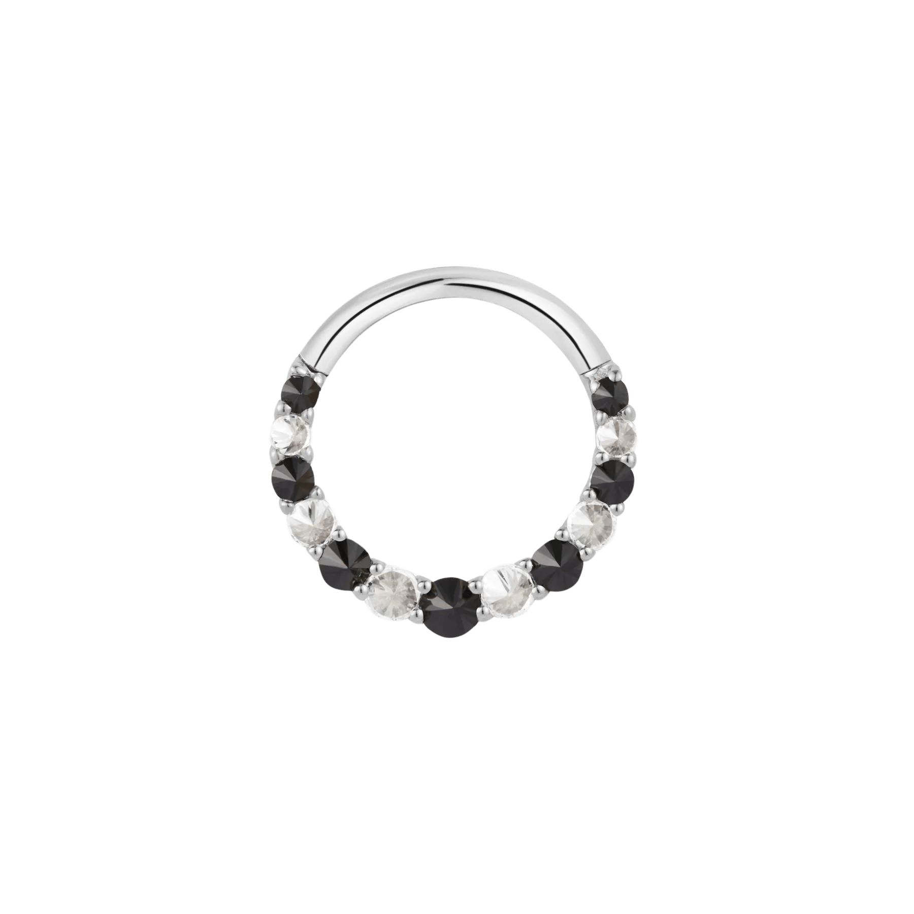 Eclipse Black Spinel & CZ Clicker – 14K Gold Piercing Ring