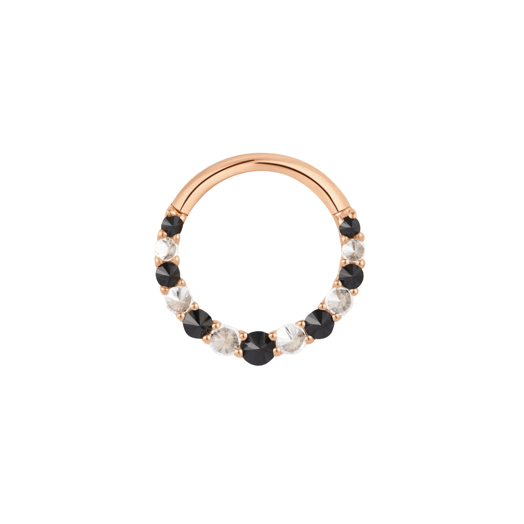 Eclipse Black Spinel & CZ Clicker – 14K Gold Piercing Ring