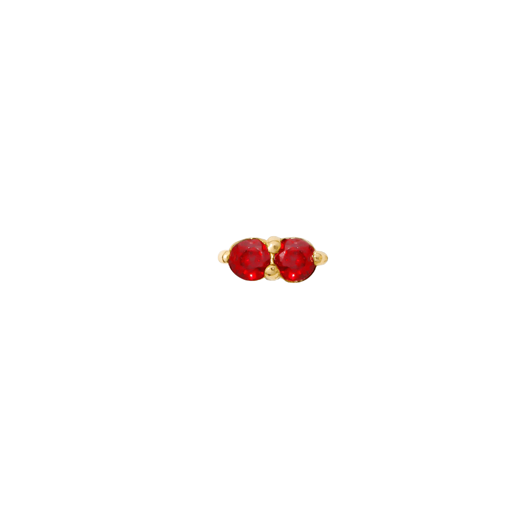 Gemini 14K Gold Threadless End with Twin Birthstones – Front View