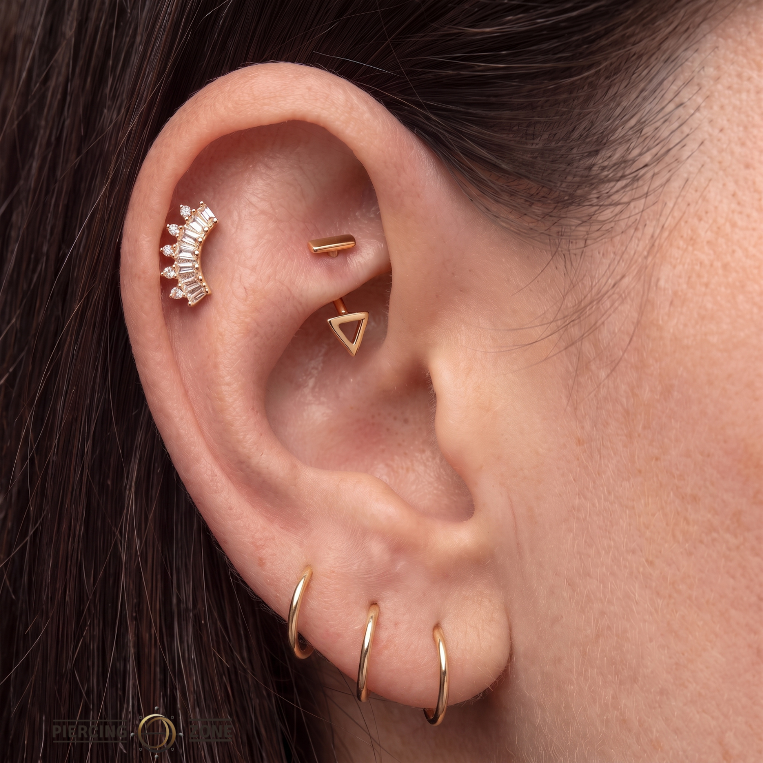 Geo Rook Star – 14K Gold Curved Barbell