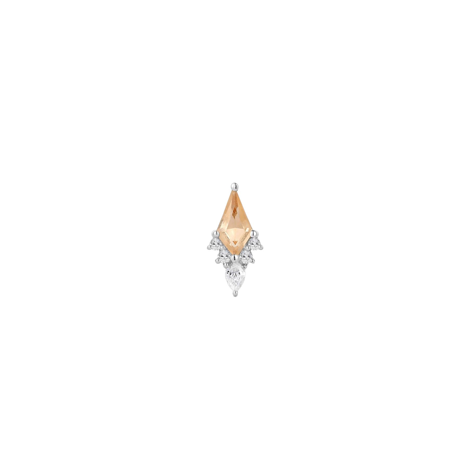 Geometric Kite-Shaped Citrine End with CZ Accents – Macro Shot