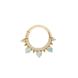 GIGI - CZ + OPAL - SOLID 14KT GOLD CLICKER piercing-zone.com