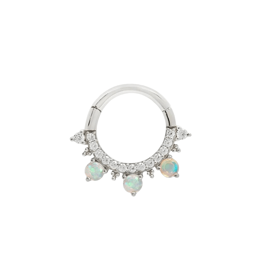 GIGI - CZ + OPAL - SOLID 14KT GOLD CLICKER piercing-zone.com