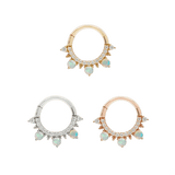 GIGI - CZ + OPAL - SOLID 14KT GOLD CLICKER piercing-zone.com