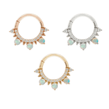GIGI - CZ + OPAL - SOLID 14KT GOLD CLICKER piercing-zone.com