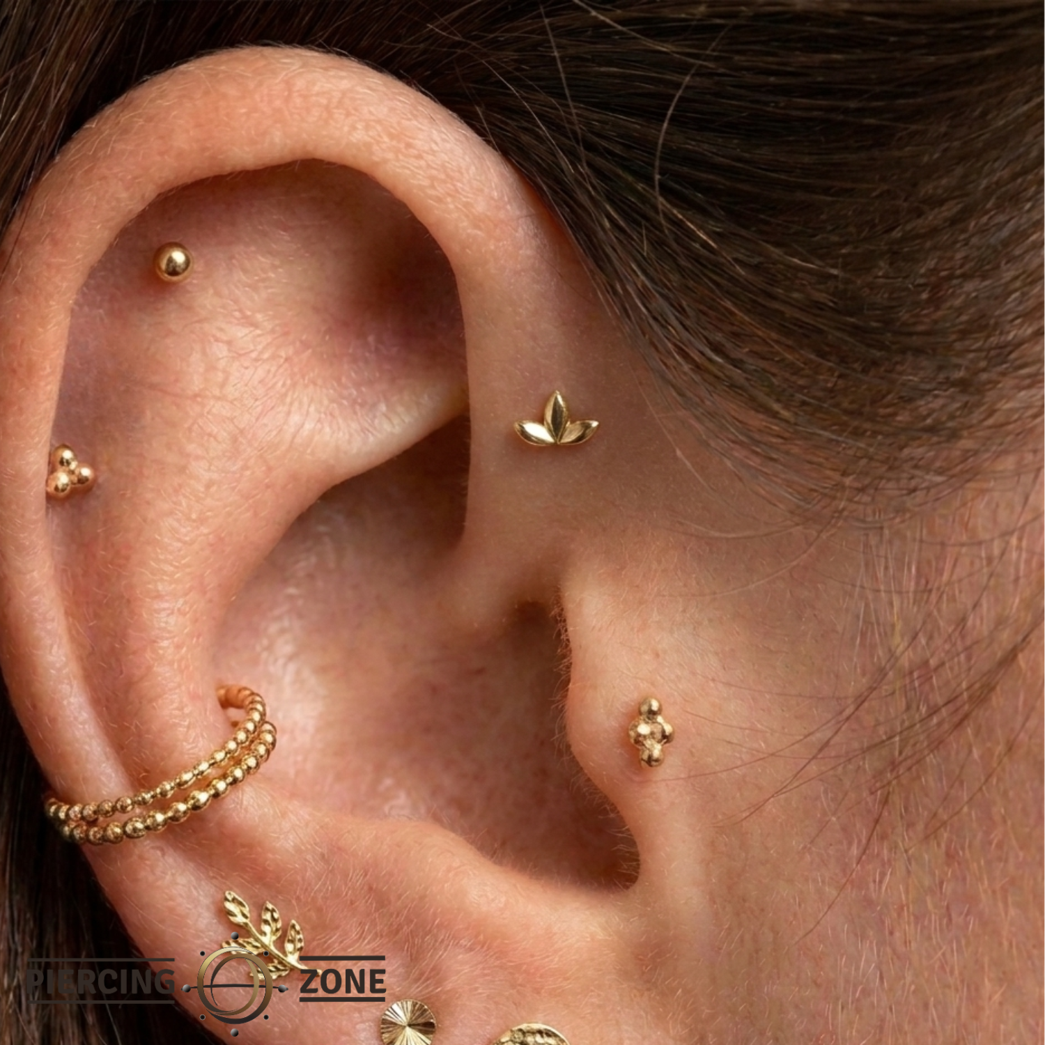 Golden Fan End - 18K Gold Threadless/Threaded End