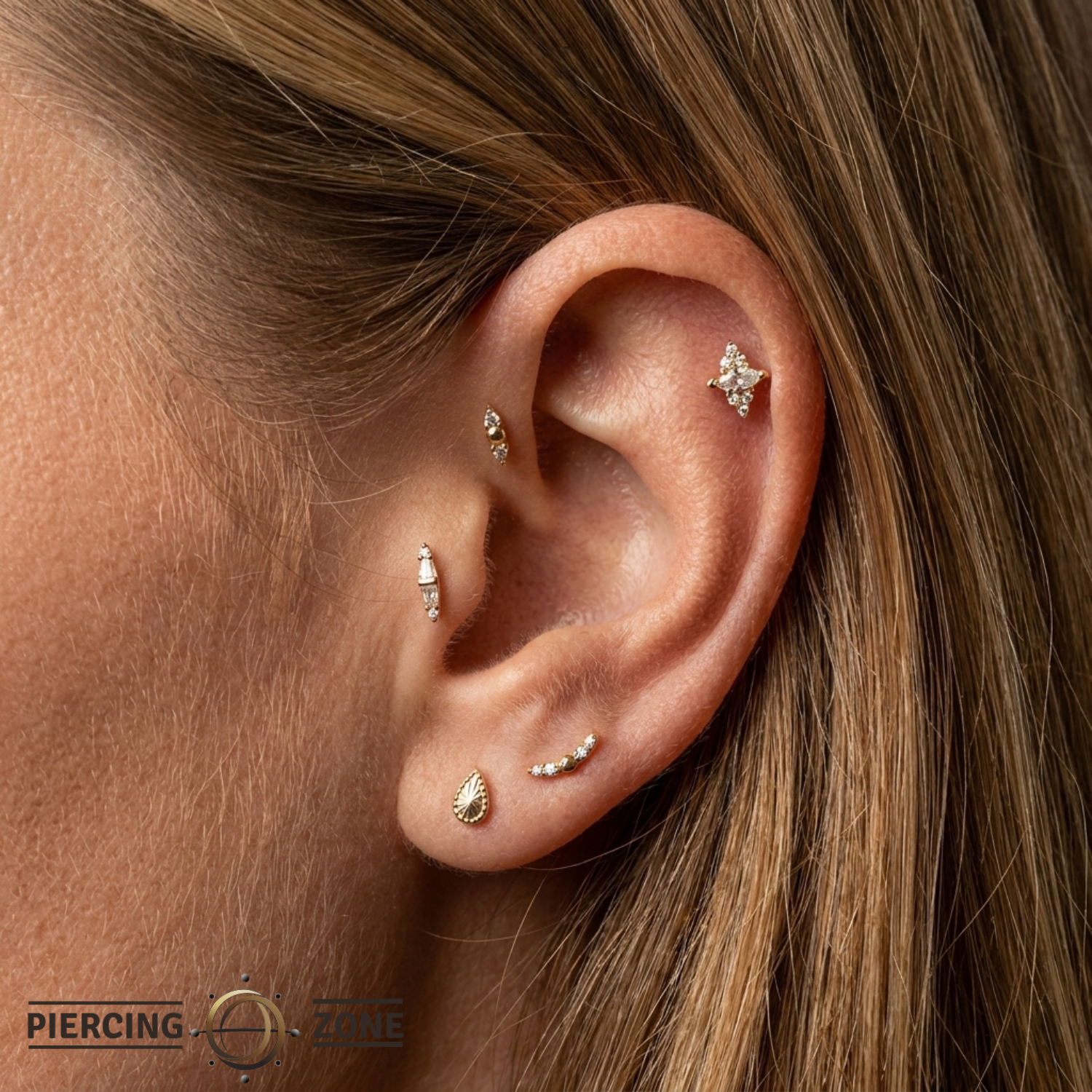 Golden Venus - 18K Gold Gem Threadless/Threaded End