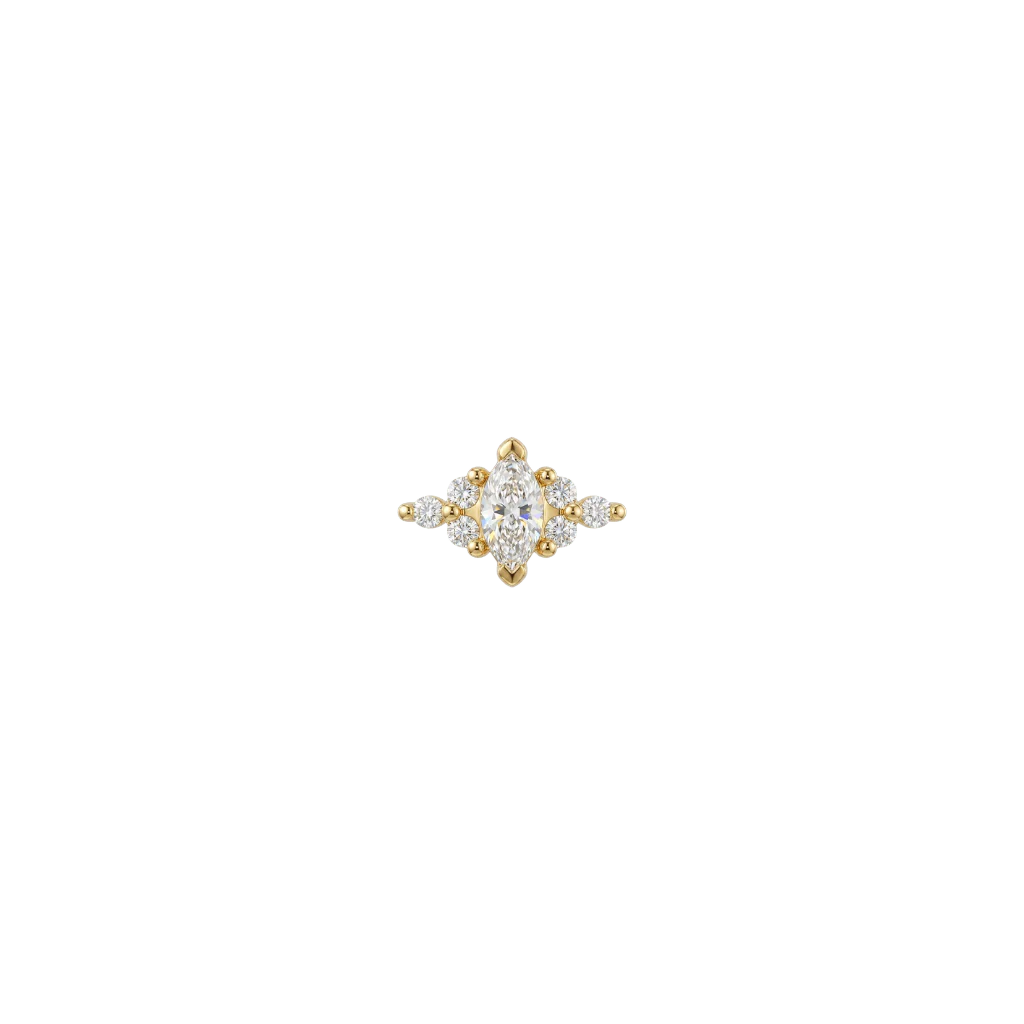 Golden Venus - 18K Gold Lab Diamond Threadless/Threaded End - piercing - zone.com