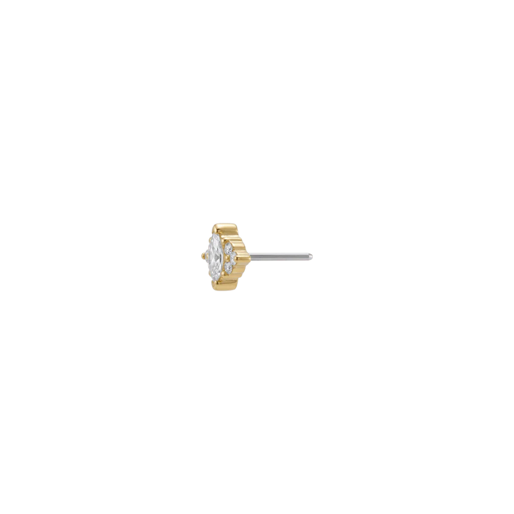 Golden Venus - 18K Gold Lab Diamond Threadless/Threaded End - piercing - zone.com