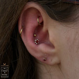 Cadence – Carnelian Heart with CZ – 14K Gold Threadless End
