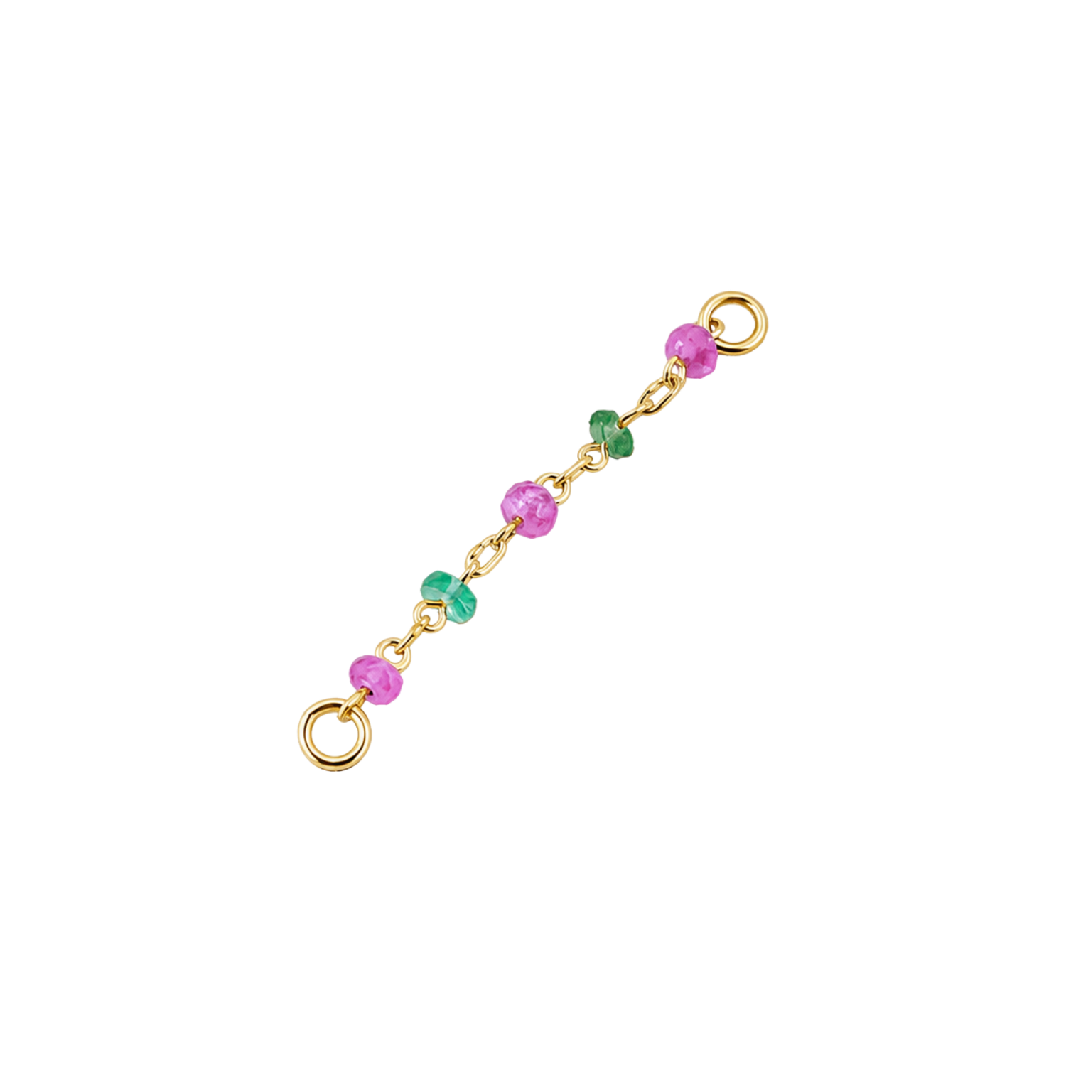 Gradient Green & Pink Sapphire Chain – 14K Gold Piercing Chain