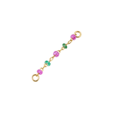 Gradient Green & Pink Sapphire Chain – 14K Gold Piercing Chain