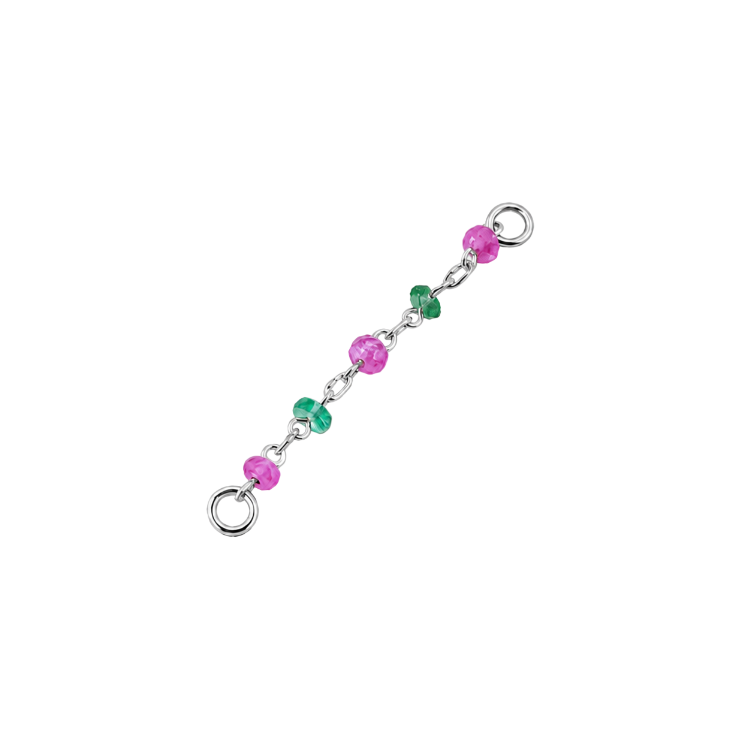 Gradient Green & Pink Sapphire Chain – 14K Gold Piercing Chain