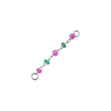 Gradient Green & Pink Sapphire Chain – 14K Gold Piercing Chain