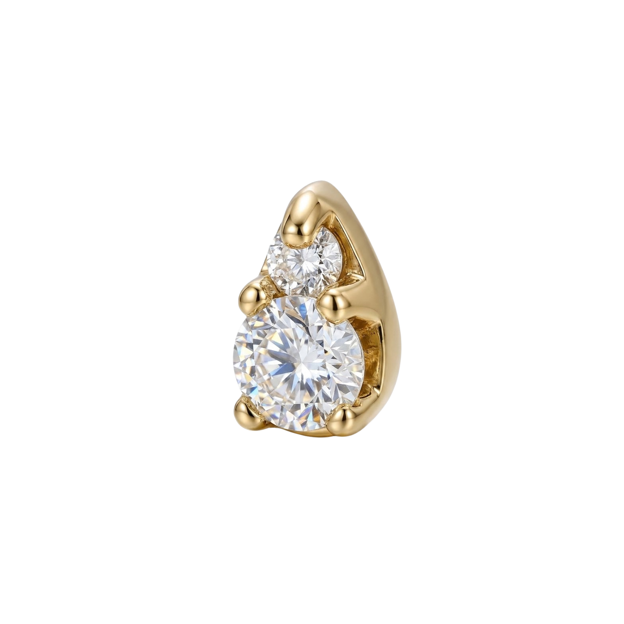 Graduated Prong Duo – 14K Gold Threadless/Threaded End