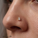 Graduated Prong Duo – 14K Gold Threadless/Threaded End