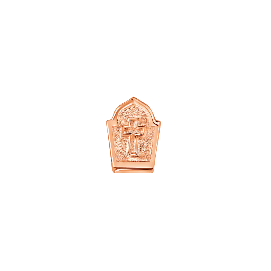 Side Profile of Gravestone 14K Gold End – Geometric Detailing