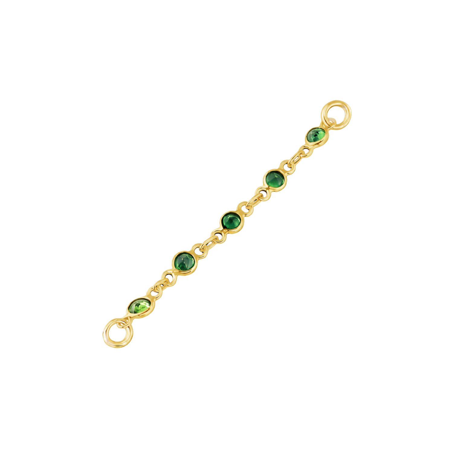 Green Garnet Chain – 18K Gold Gemstone Piercing Chain